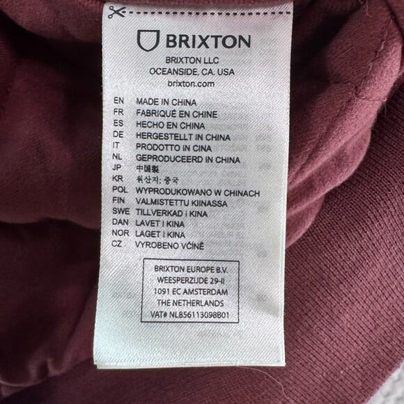 Brixton Coat Mens S Burgundy Dillinger Bomber Jacket Snap Button Front Military - Picture 10 of 13